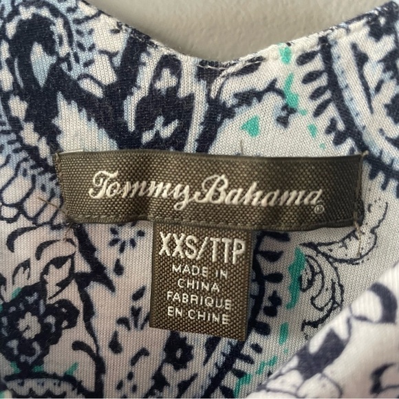 [xs] Tommy Bahama Floral White, Blue, and Teal Tropical Print Midi Sun Dress - Picture 8 of 8